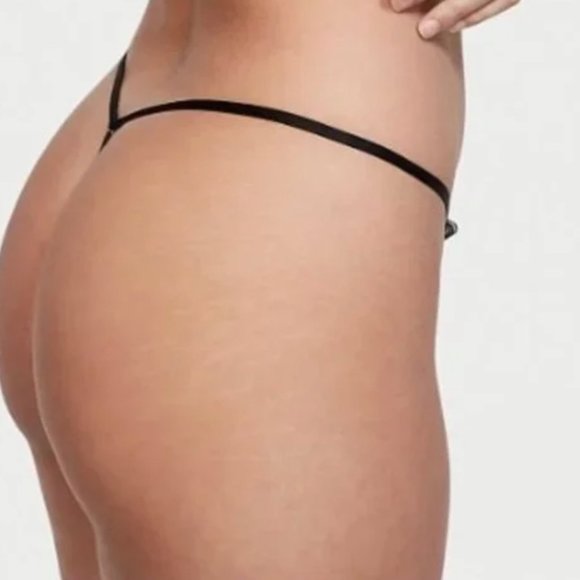 New VERY SEXY Lace V-String Mesh Side Ring Thong Strappy Black Panty large - Picture 2 of 5